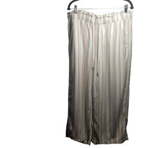 Loft Women's Wide Leg Brown/White Pants Office Career Sz L/P